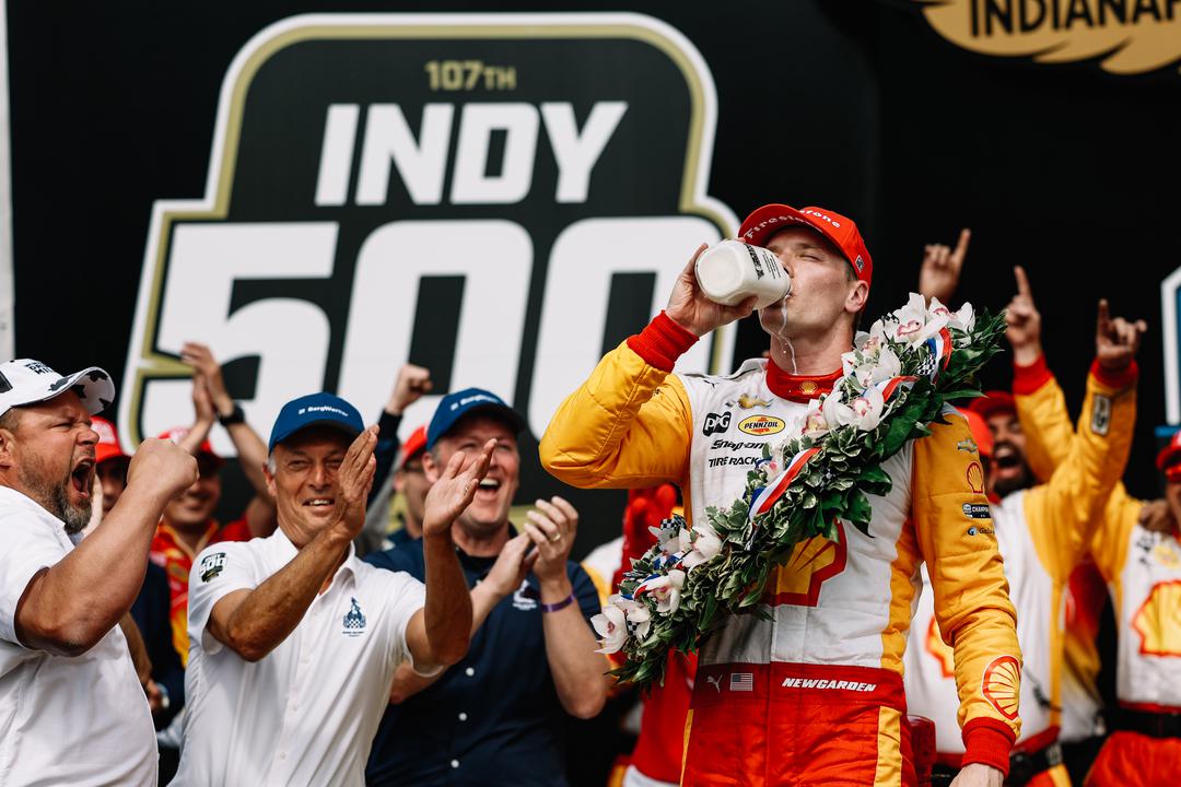 Josef Newgarden drinks the milk - 107th Running of the Indianapolis 500 Presented By Gainbridge - By_ Joe Skibinski_Ref Image Without Watermark_m82800.jpg